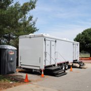 Photo of Classic 30 trailer and a wheelchair accessible toilet unit