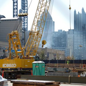 Photo of portable toilet unit in Pittsburgh construction site