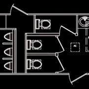 Photo of the floor plan of a Mr. John Elite 30 Restroom Trailer